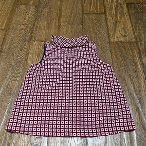 Silk Top with Button Down Back Mock Neck Tank Topl